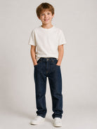 Jeans per bambino Emporio Armani Kids blu con placca logo EB001489 AF25912 MB001 EMPORIO ARMANI KIDS 