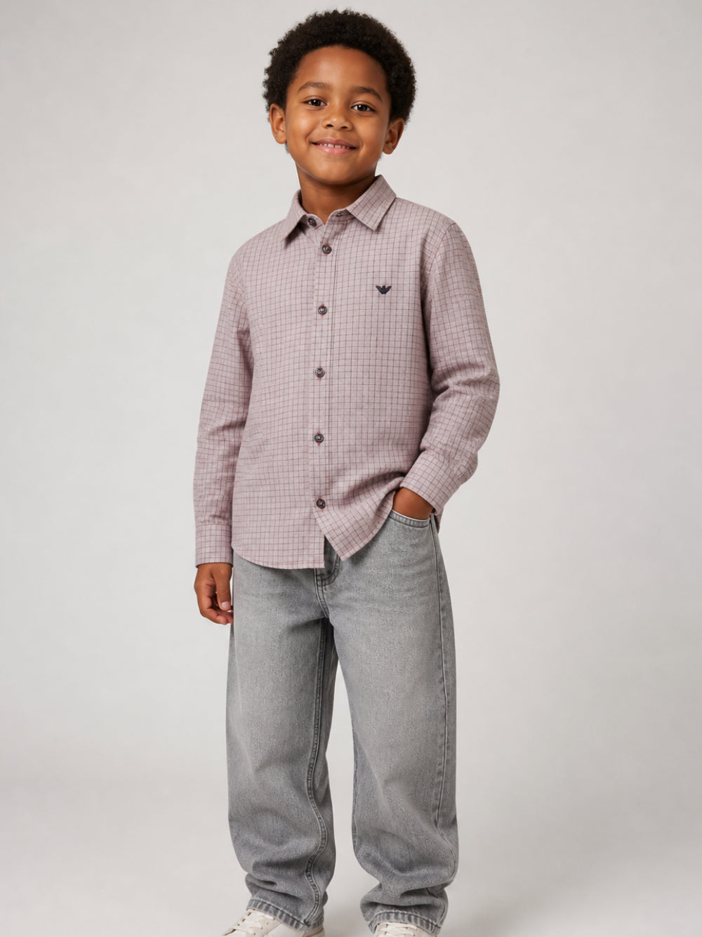 Jeans per bambino Emporio Armani Kids grigio ricamato sul retro EB001492 AF25911 Z8027 EMPORIO ARMANI KIDS 