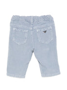Pantaloni per neonato Emporio Armani Kids azzurro chiaro con effetto velluto EB001506 AF26401 U9366 EMPORIO ARMANI KIDS 