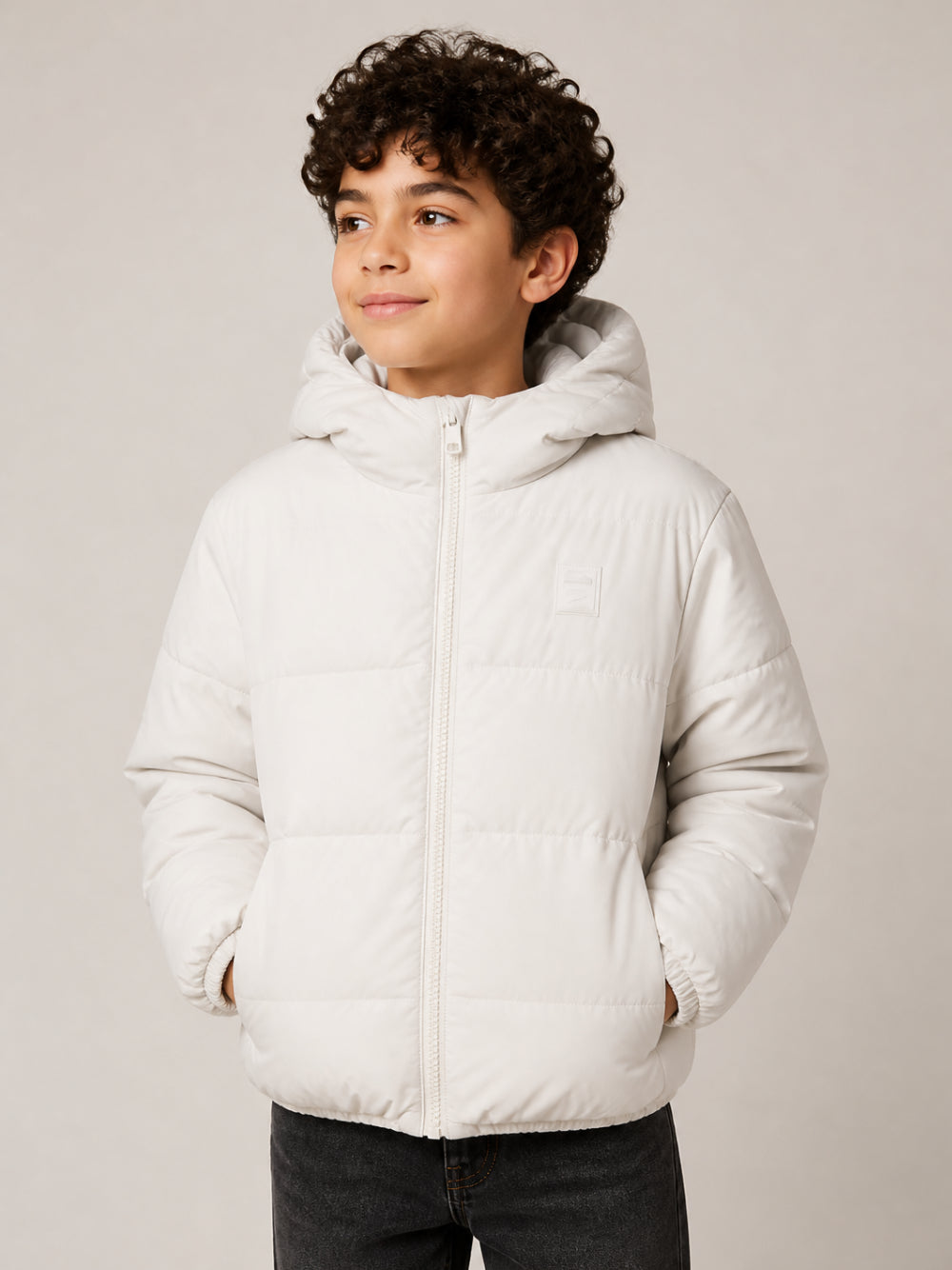 Giubbino per bambino Emporio armani Kids bianco crema con cappuccio EB001513 AF26005 U1009 EMPORIO ARMANI KIDS 