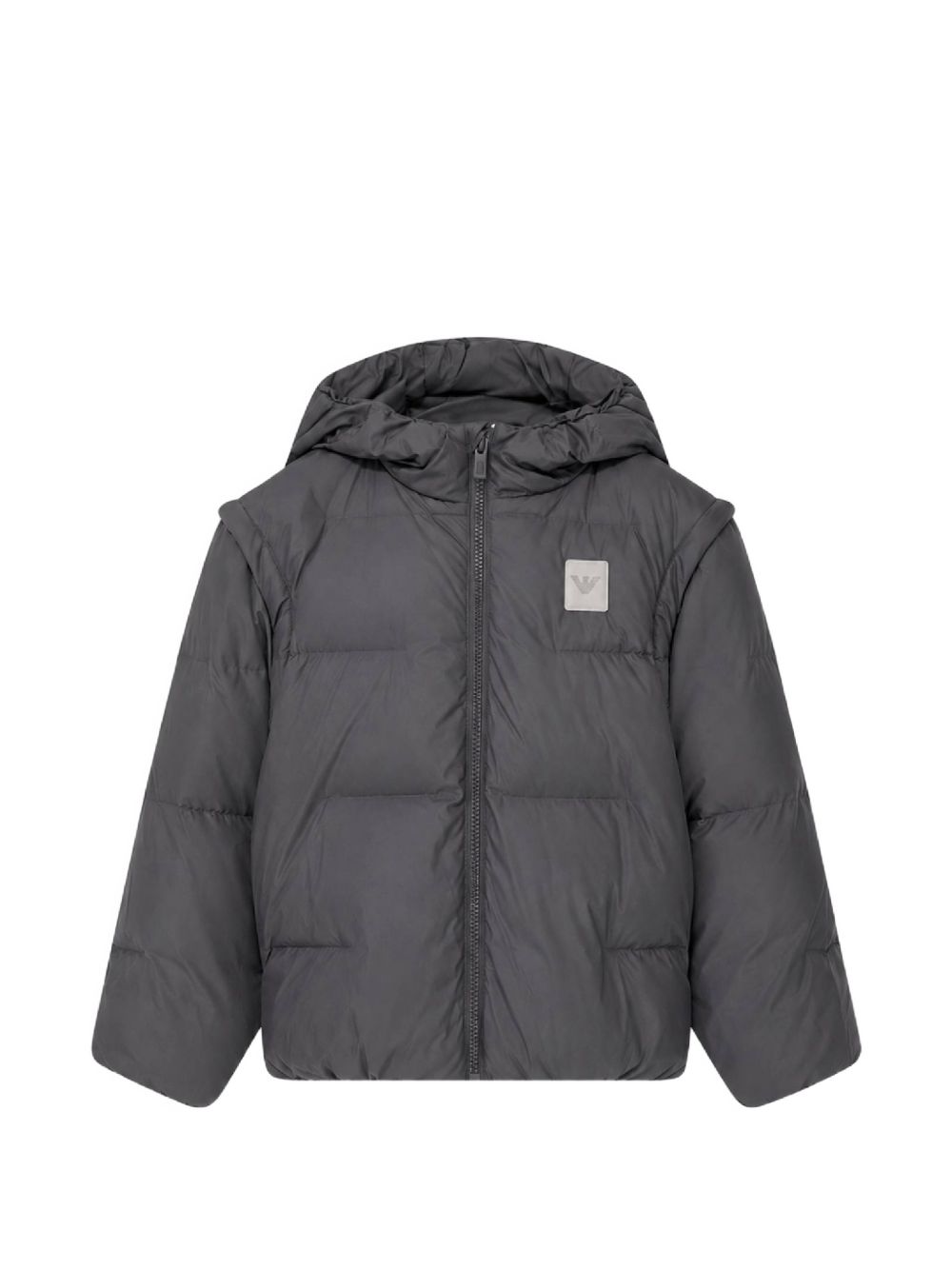 Giubbino per bambino Emporio Armani Kids grigio scuro con applicazione con logo sul petto EB001513 AF26005 UA030 EMPORIO ARMANI KIDS 
