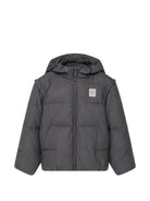 Giubbino per bambino Emporio Armani Kids grigio scuro con applicazione con logo sul petto EB001513 AF26005 UA030 EMPORIO ARMANI KIDS 