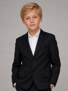 Giacca monopetto per bambino Emporio Armani Kids nera con placca logo EB001565 AF26061 UB109 EMPORIO ARMANI KIDS 