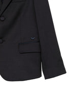 Giacca monopetto per bambino Emporio Armani Kids nera con placca logo EB001565 AF26061 UB109 EMPORIO ARMANI KIDS 