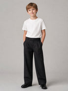 Pantaloni per bambino Emporio Armani Kids nero dritti con pieghe EB001567 AF26061 UB109 EMPORIO ARMANI KIDS 