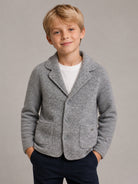 Cardigan per bambino Emporio Armani Kids grigio con design lavorato a maglia EB001579 AF27310 O8035 EMPORIO ARMANI KIDS 