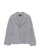 Cardigan per bambino Emporio Armani Kids grigio con design lavorato a maglia EB001579 AF27310 O8035 EMPORIO ARMANI KIDS 