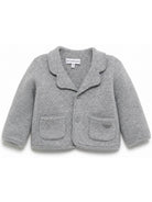 Cardigan per neonato Emporio Armani Kids grigio con logo ricamato sul davanti EB001580 AF27310 O8035 EMPORIO ARMANI KIDS 