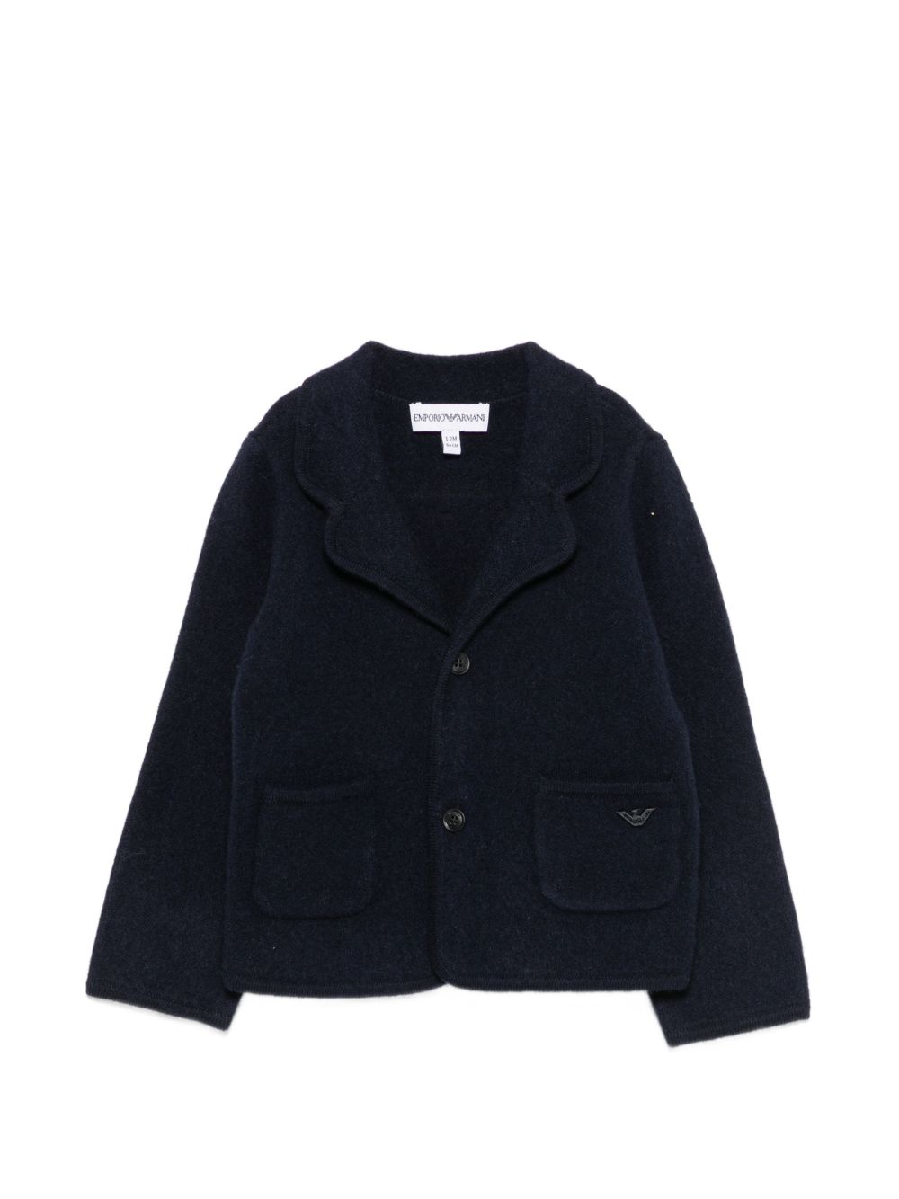Cardigan per neonato Emporio Armani Kids blu navy con appicazione con logo EB001580 AF27310 UB118 EMPORIO ARMANI KIDS 