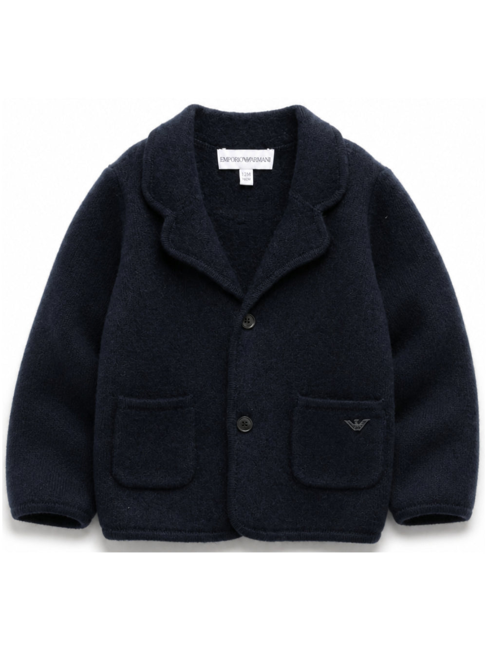 Cardigan per neonato Emporio Armani Kids blu navy con appicazione con logo EB001580 AF27310 UB118 EMPORIO ARMANI KIDS 