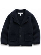Cardigan per neonato Emporio Armani Kids blu navy con appicazione con logo EB001580 AF27310 UB118 EMPORIO ARMANI KIDS 