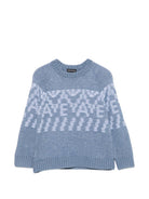 Maglione per bambino Emporio Armani Kids azzurro con motivo geometrico EB001582 AF27313 F9026 EMPORIO ARMANI KIDS 