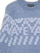 Maglione per bambino Emporio Armani Kids azzurro con motivo geometrico EB001582 AF27313 F9026 EMPORIO ARMANI KIDS 