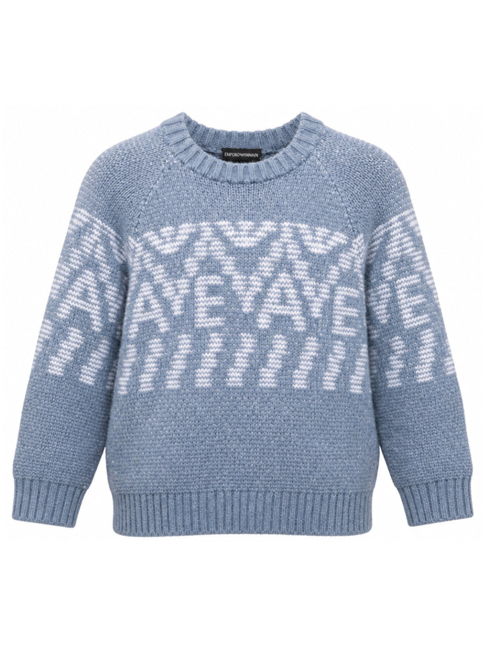 Maglione per bambino Emporio Armani Kids azzurro con motivo geometrico EB001582 AF27313 F9026 EMPORIO ARMANI KIDS 