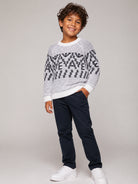 Maglione per bambino Emporio Armani Kids grigio con motivo geometrico EB001582 AF27313 FB058 EMPORIO ARMANI KIDS 