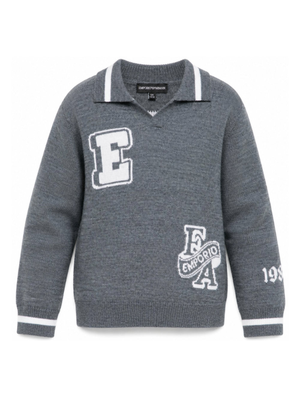 Maglione per bambino Emporio Armani Kids grigio con logo in maglia EB001583 AF27314 O8035 EMPORIO ARMANI KIDS 