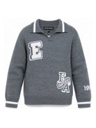 Maglione per bambino Emporio Armani Kids grigio con logo in maglia EB001583 AF27314 O8035 EMPORIO ARMANI KIDS 