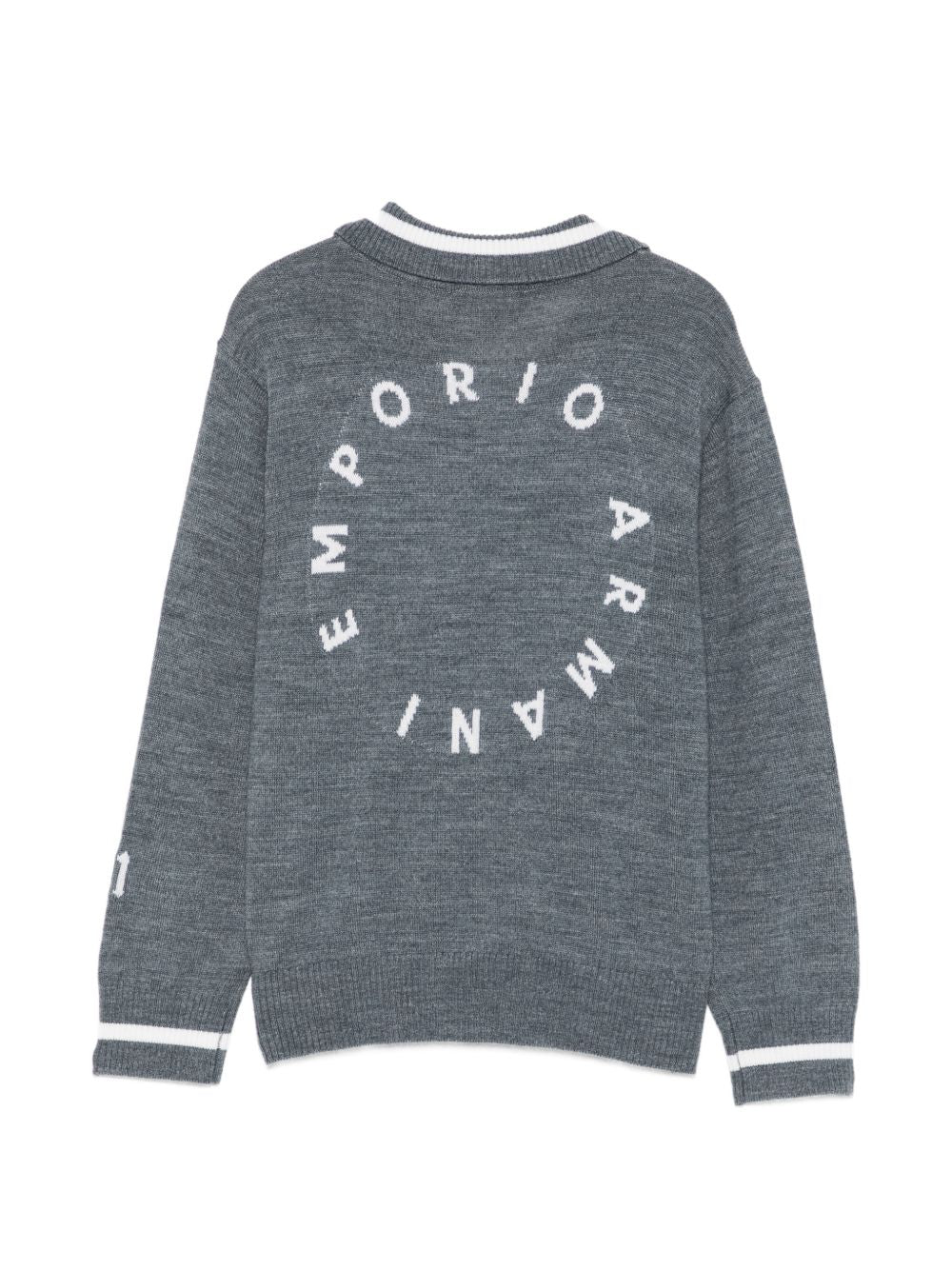 Maglione per bambino Emporio Armani Kids grigio con logo in maglia EB001583 AF27314 O8035 EMPORIO ARMANI KIDS 