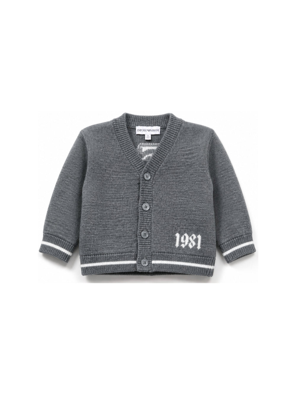 Cardigan per neonato Emporio Armani Kids grigio con scollo a V EB001584 AF27314 O8035 EMPORIO ARMANI KIDS 