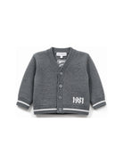 Cardigan per neonato Emporio Armani Kids grigio con scollo a V EB001584 AF27314 O8035 EMPORIO ARMANI KIDS 