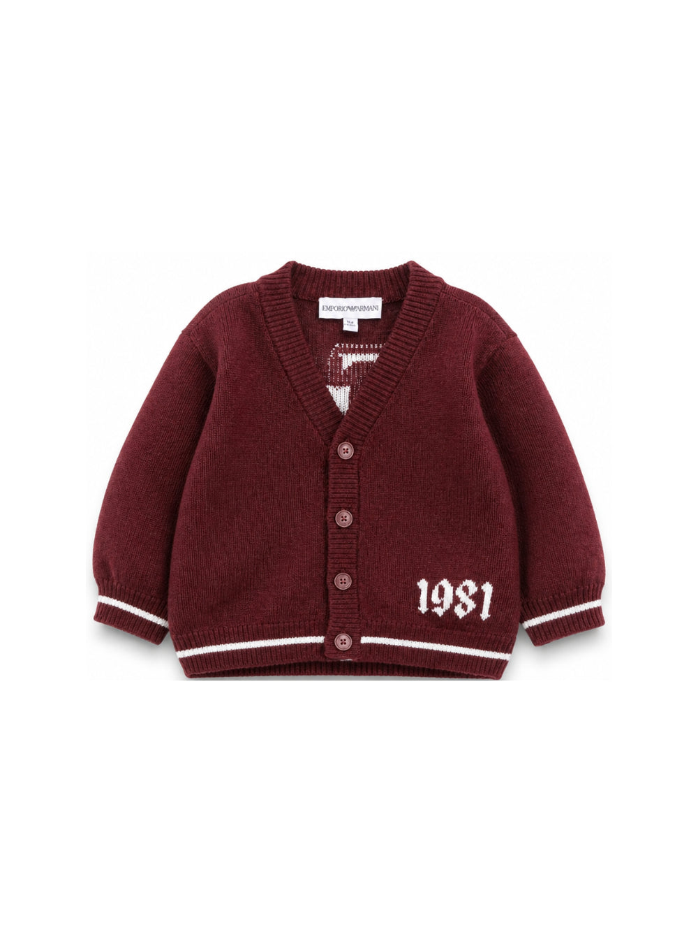 Cardigan per neonato Emporio Armani Kids bordeaux con stampa logo EB001584 AF27314 UA343 EMPORIO ARMANI KIDS 