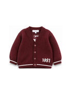 Cardigan per neonato Emporio Armani Kids bordeaux con stampa logo EB001584 AF27314 UA343 EMPORIO ARMANI KIDS 
