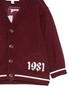 Cardigan per neonato Emporio Armani Kids bordeaux con stampa logo EB001584 AF27314 UA343 EMPORIO ARMANI KIDS 