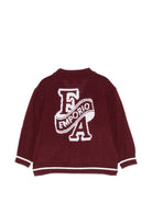 Cardigan per neonato Emporio Armani Kids bordeaux con stampa logo EB001584 AF27314 UA343 EMPORIO ARMANI KIDS 