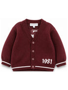Cardigan per neonato Emporio Armani Kids bordeaux con stampa logo EB001584 AF27314 UA343 EMPORIO ARMANI KIDS 