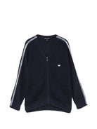 Cardigan per bambino Emporio Armani Kids blu navy con dettaglio logo sullle maniche EB001585 AF27315 UB118 EMPORIO ARMANI KIDS 