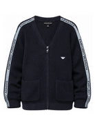 Cardigan per bambino Emporio Armani Kids blu navy con dettaglio logo sullle maniche EB001585 AF27315 UB118 EMPORIO ARMANI KIDS 
