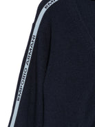 Cardigan per bambino Emporio Armani Kids blu navy con dettaglio logo sullle maniche EB001585 AF27315 UB118 EMPORIO ARMANI KIDS 