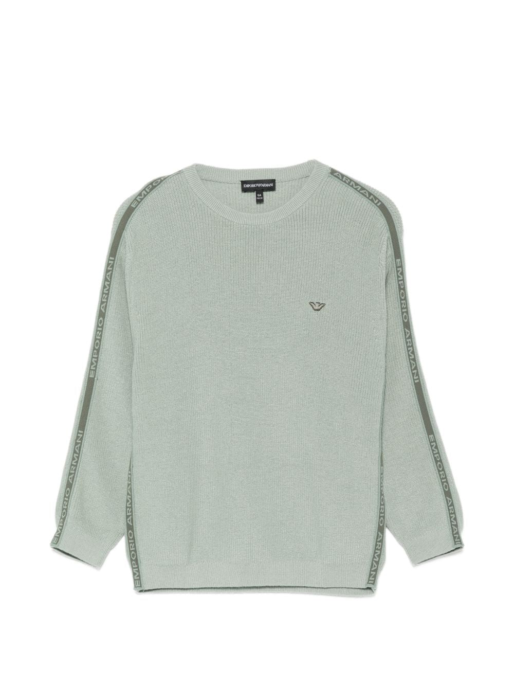 Maglione per bambino Emporio Armani Kids verde con stampa logo sulle maniche EB001586 AF27315 U9019 EMPORIO ARMANI KIDS 