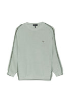 Maglione per bambino Emporio Armani Kids verde con stampa logo sulle maniche EB001586 AF27315 U9019 EMPORIO ARMANI KIDS 
