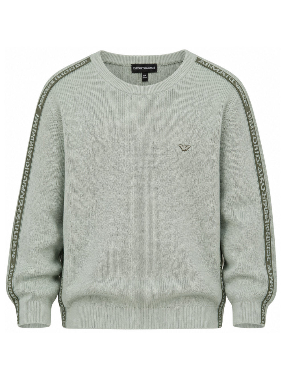 Maglione per bambino Emporio Armani Kids verde con stampa logo sulle maniche EB001586 AF27315 U9019 EMPORIO ARMANI KIDS 