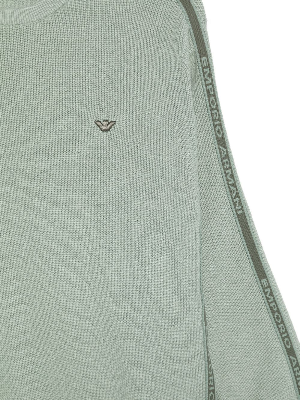 Maglione per bambino Emporio Armani Kids verde con stampa logo sulle maniche EB001586 AF27315 U9019 EMPORIO ARMANI KIDS 