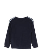 Maglione per bambino Emporio Armani Kids blu con stampa logo sulle maniche EB001586 AF27315 UB118 EMPORIO ARMANI KIDS 