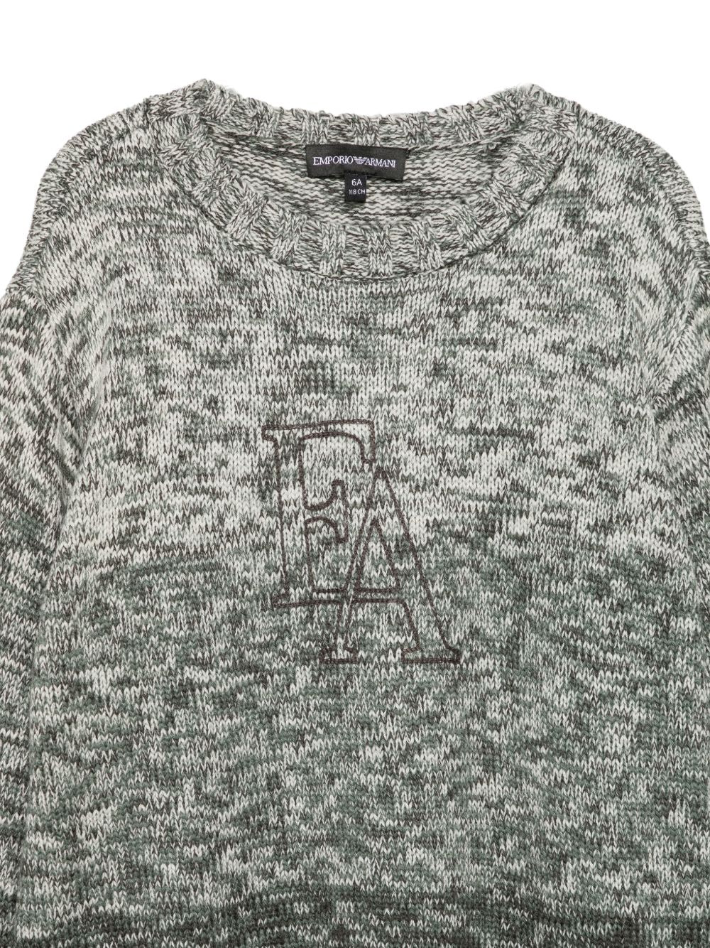 Maglione per bambino Emporio Armani Kids verde con effetto mélange EB001587 AF27316 F7011 EMPORIO ARMANI KIDS 