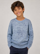 Maglione mélange per bambino Emporio Armani Kids azzurro con logo EB001587 AF27316 FB070 EMPORIO ARMANI KIDS 