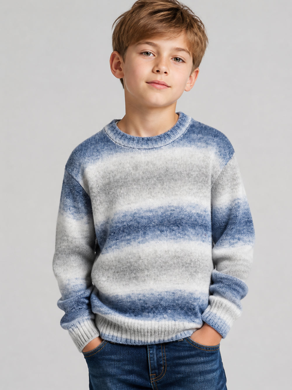 Maglione per bambino Emporio Armani Kids blu con effetto sfumato EB001589 AF27318 FB058 EMPORIO ARMANI KIDS 