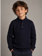 Maglione per bambino Emporio Armani Kids blu navy con design a maglia intrecciata EB001591 AF27319 UB118 EMPORIO ARMANI KIDS 