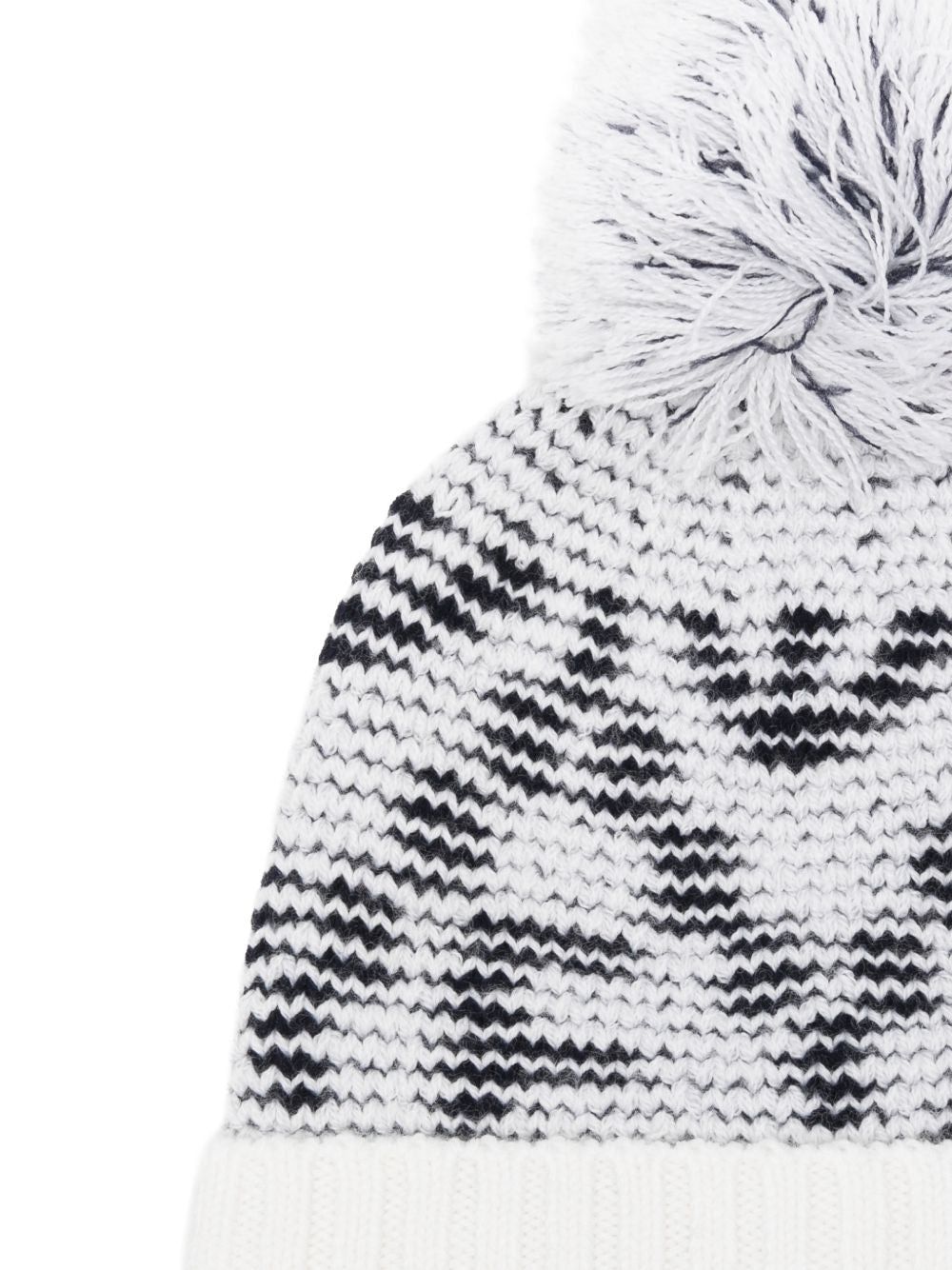 Berretto per bambino Emporio Armani Kids bianco con logo a intarsio e pompon EB001614 AF27313 FB058 EMPORIO ARMANI KIDS 