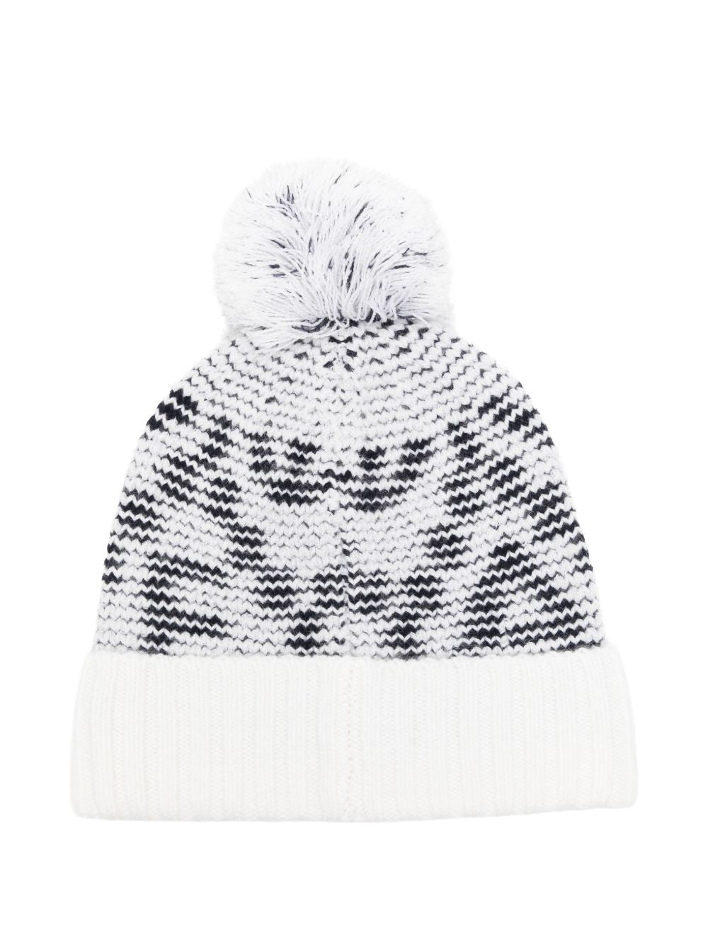 Berretto per bambino Emporio Armani Kids bianco con logo a intarsio e pompon EB001614 AF27313 FB058 EMPORIO ARMANI KIDS 