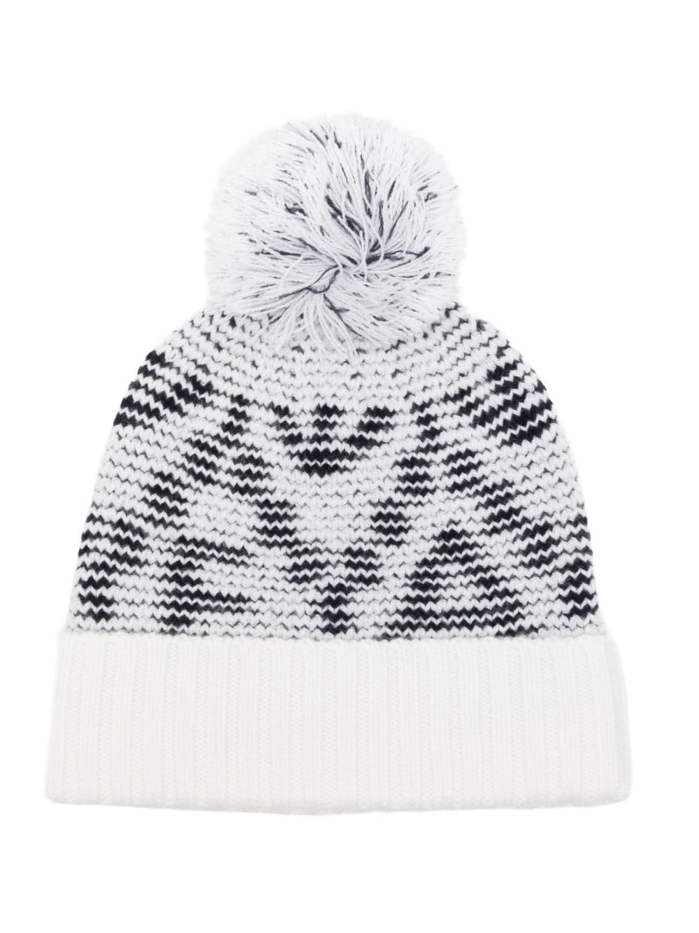 Berretto per bambino Emporio Armani Kids bianco con logo a intarsio e pompon EB001614 AF27313 FB058 EMPORIO ARMANI KIDS 