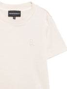 T-shirt per bambino Emporio Armani Kids bianca con patch lettere EB001644 AF10127 U1009 EMPORIO ARMANI KIDS 