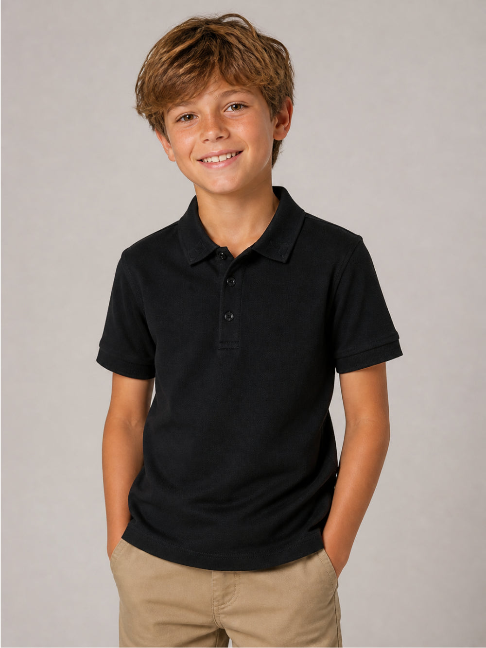 Polo per bambino Emporio Armani Kids nero con abbottonatuira frontale EB001645 AF28486 UB118 EMPORIO ARMANI KIDS 