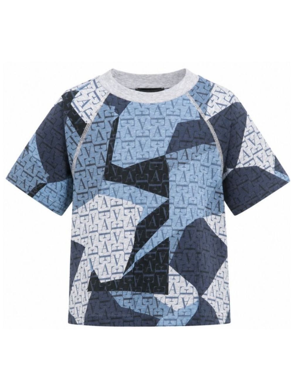 T-shirt per bambino Emporio Armani Kids blu con stampa monogramma all-over EB001655 AF28513 F8266 EMPORIO ARMANI KIDS 