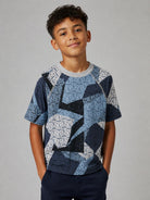 T-shirt per bambino Emporio Armani Kids blu con stampa monogramma all-over EB001655 AF28513 F8266 EMPORIO ARMANI KIDS 