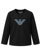 T-shirt per bambino Emporio Armani Kids blu con logo sul davanti EB001666 AF16162 UB118 EMPORIO ARMANI KIDS 