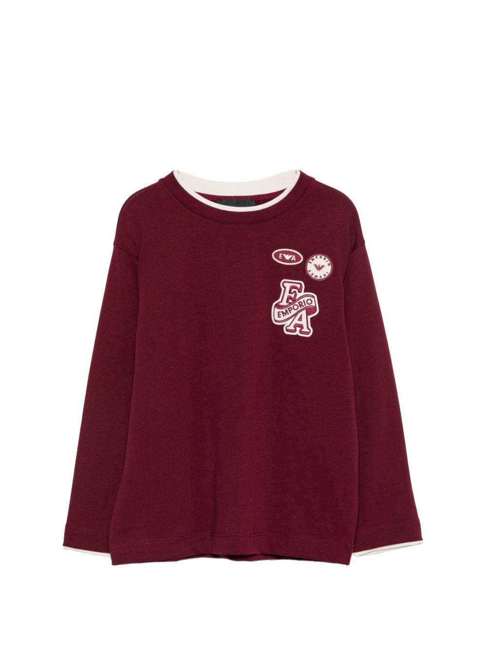 T-shirt per bambino Emporio Armani Kids bordeaux con patch logo EB001675 AF13715 UA343 EMPORIO ARMANI KIDS 